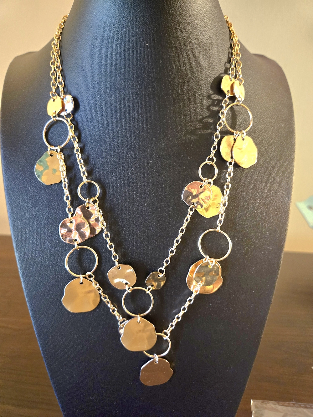 Gold-Tone Multi Disc Layered Necklace
